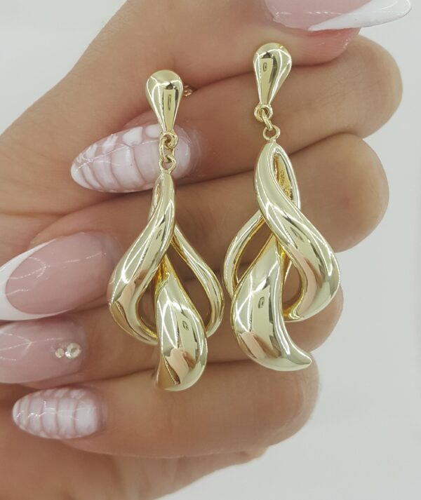 14k Yellow Gold Drop Dangle Earrings 1.75" 5.4 Grams
