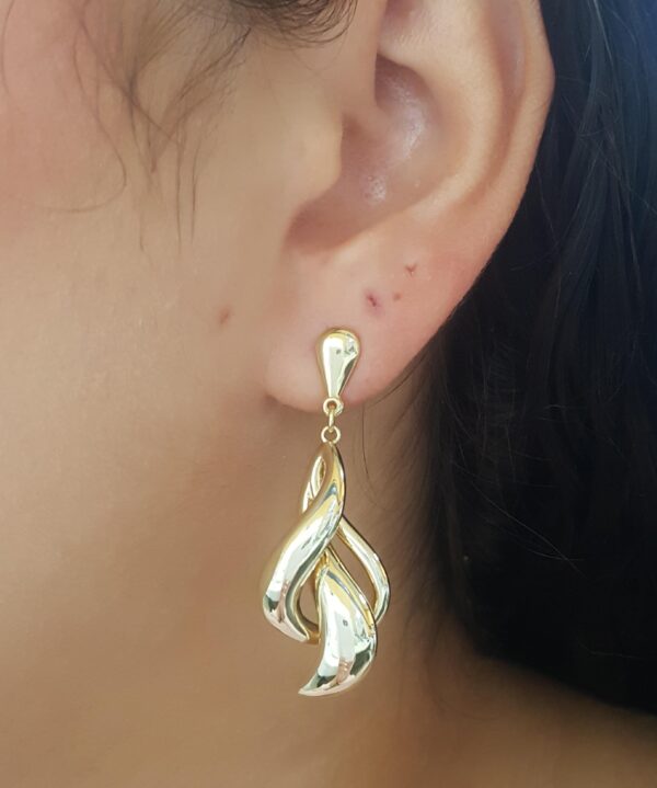 14k Yellow Gold Drop Dangle Earrings 1.75" 5.4 Grams
