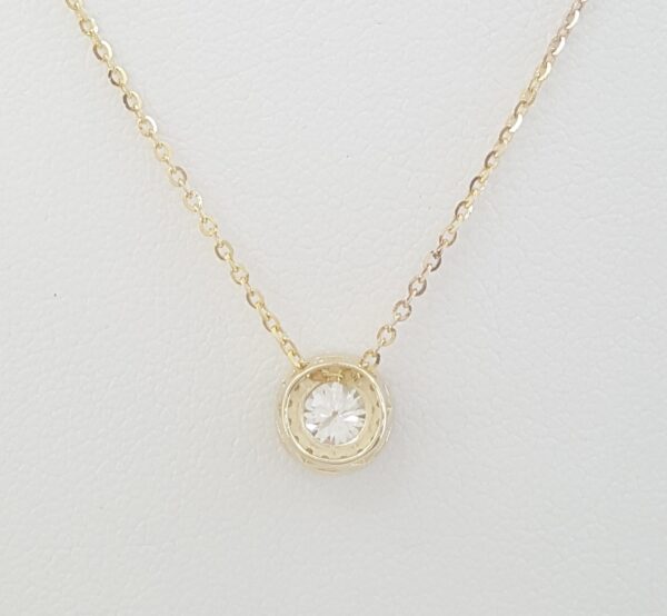 Round Brilliant Diamond Halo Pendant Necklace 14K Yellow Gold 0.6 ct Rtl $2,295