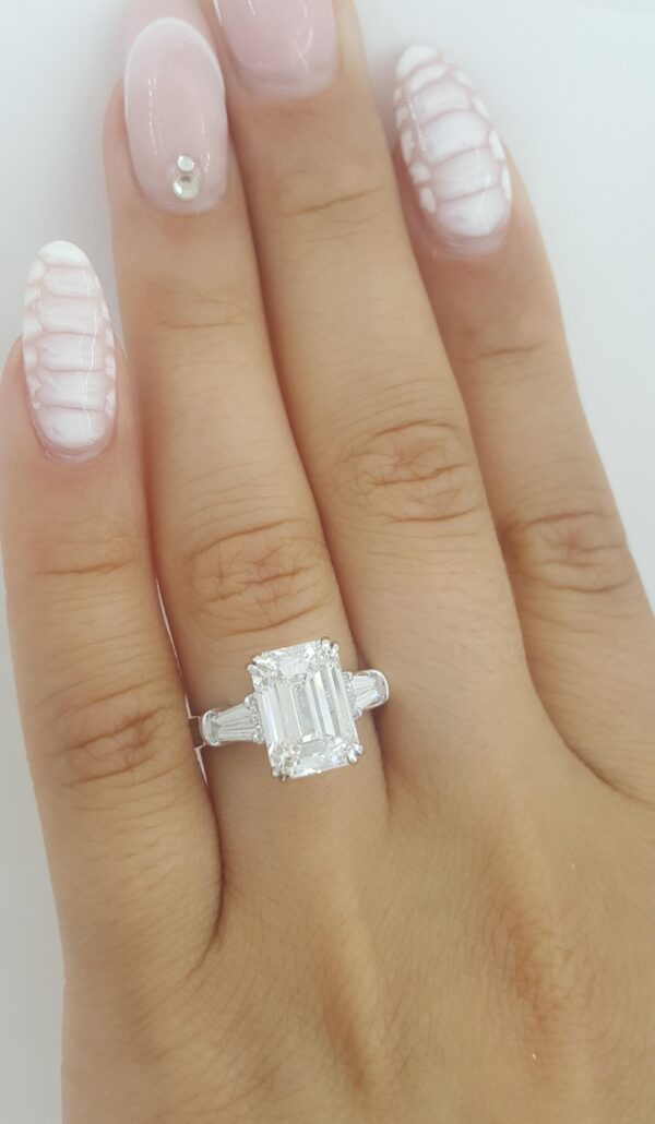 Harry Winston Classic Emerald Cut Diamond Engagement Ring 4.12 ct Retail $200K