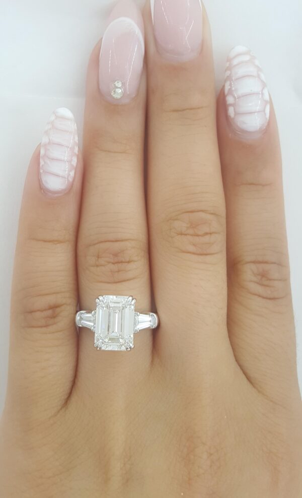 Harry Winston Classic Emerald Cut Diamond Engagement Ring 4.12 ct Retail $200K