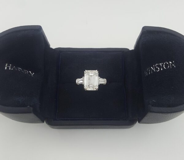 Harry Winston Classic Emerald Cut Diamond Engagement Ring 4.12 ct Retail $200K