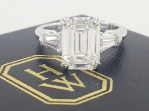 Harry Winston Classic Emerald Cut Diamond Engagement Ring 4.12 ct Retail $200K