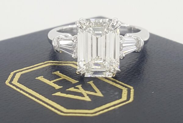 Harry Winston Classic Emerald Cut Diamond Engagement Ring 4.12 ct Retail $200K