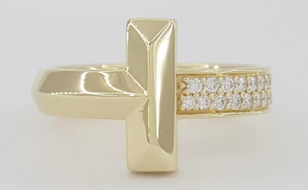 Tiffany & Co. T1 Diamond Ring 18K Yellow Gold 0.24 ct 4.5 mm Rt $5,625