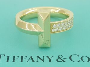 Tiffany & Co. T1 Diamond Ring 18K Yellow Gold 0.24 ct 4.5 mm Rt $5,625