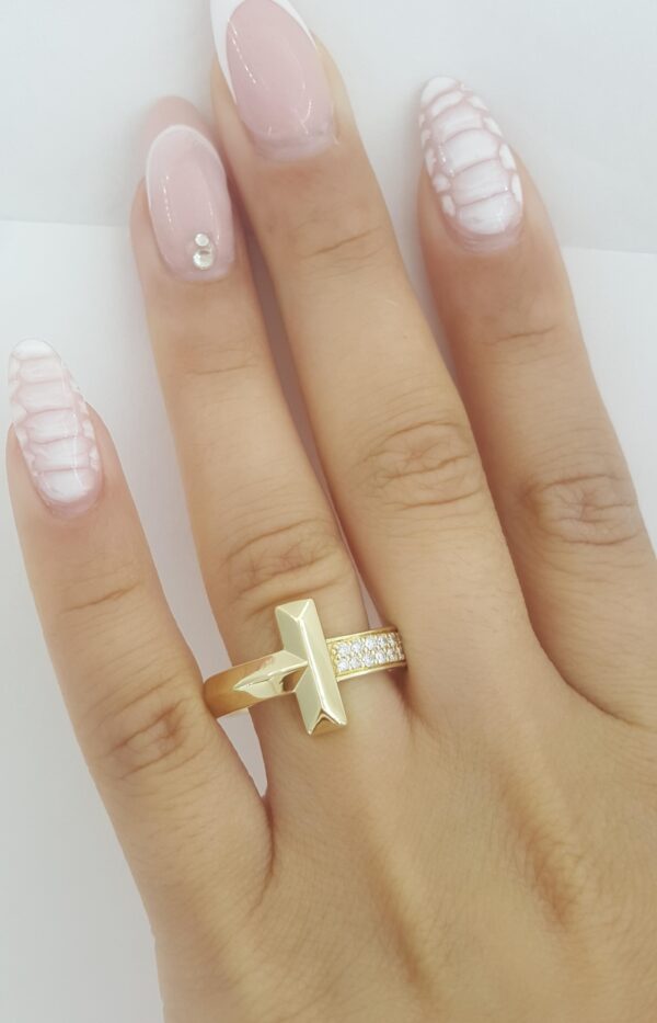 Tiffany & Co. T1 Diamond Ring 18K Yellow Gold 0.24 ct 4.5 mm Rt $5,625