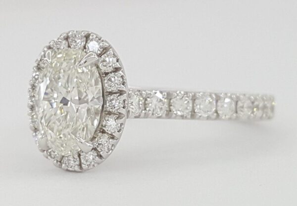 Oval Brilliant Cut Diamond Halo Engagement Ring 1.51 ct I/VS1 GIA 14k White Gold