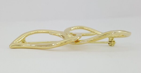 Tiffany & Co Vintage 18K Yellow Gold Double Leaf Heart Brooch Pin 12.6 g 55mm