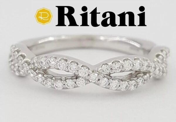 Ritani 21318 Masterwork Twist 0.37 ct 14K White Gold Round Diamond Ring Rt $2220