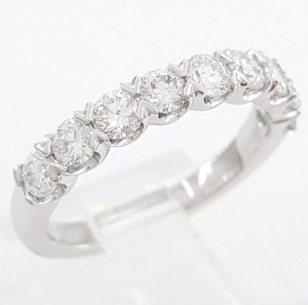 Half Circle Round Diamond Wedding Band 1 ct Platinum 3.2 mm