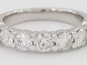 Five 5 Stone Diamond Wedding / Anniversary Band Ring 1 ct Platinum 4 mm Rtl 3k