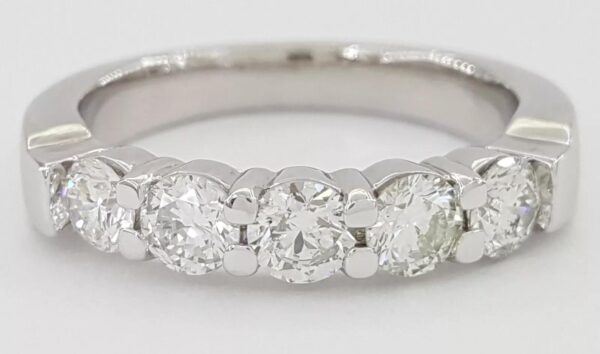 Five 5 Stone Diamond Wedding / Anniversary Band Ring 1 ct Platinum 4 mm Rtl 3k