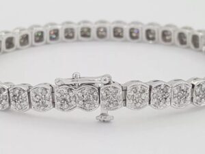 Round Diamond Cluster Tennis Bracelet 7.25" 2 ct 14K White Gold Retail 3K