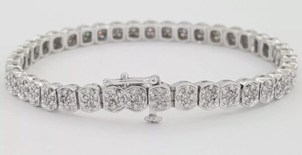 Round Diamond Cluster Tennis Bracelet 7.25" 2 ct 14K White Gold Retail 3K