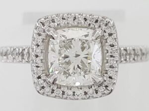 Cushion Brilliant Diamond Halo Engagement Ring 1.76 ct Platinum Retail $14.5k