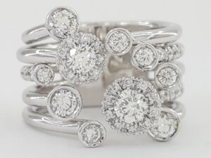 Favero Calla Diamond Statement Right Hand Ring 1.8 ct 18k White Gold