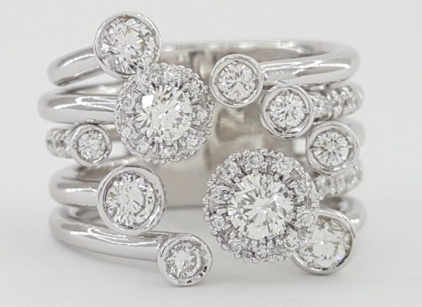 Favero Calla Diamond Statement Right Hand Ring 1.8 ct 18k White Gold