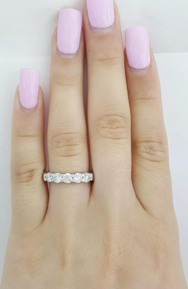 Five 5 Stone Diamond Wedding / Anniversary Band Ring 1 ct Platinum 4 mm Rtl 3k