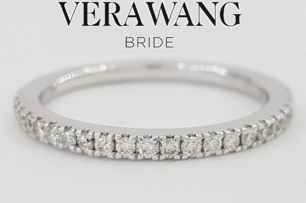 Vera Wang Half Circle Round Diamond Wedding Band 0.25 ct 14k White Gold 1.8 mm