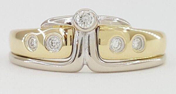 Diamond 18k Yellow & White Gold Tiara Ring 7.2mm 0.06 ct