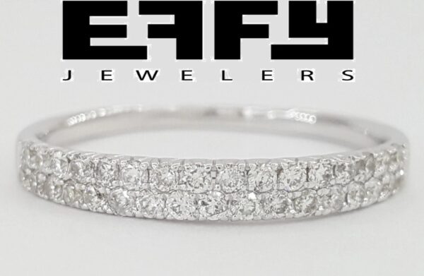 Effy Two 2-Row Diamond Wedding Anniversary Band Ring 0.5 ct 14K White Gold