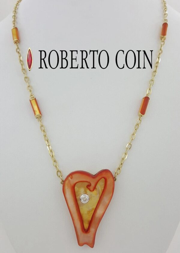 Roberto Coin Diamond Mother of Pearl 18k Gold Necklace 0.25 ct 27.3 Grams 18-20”