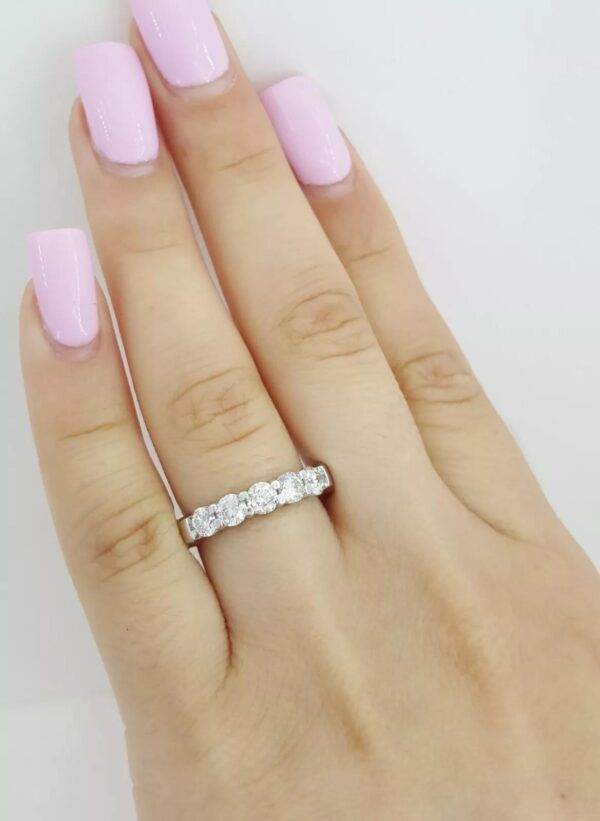 Five 5 Stone Diamond Wedding / Anniversary Band Ring 1 ct Platinum 4 mm Rtl 3k