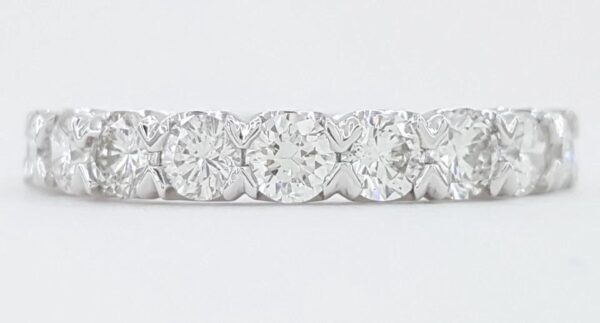 Half Circle Round Diamond Wedding Band 1 ct Platinum 3.2 mm