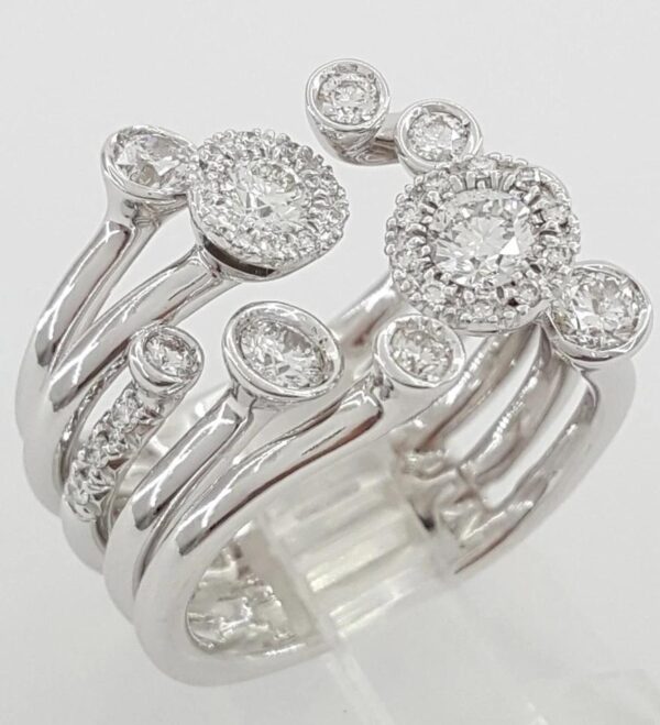 Favero Calla Diamond Statement Right Hand Ring 1.8 ct 18k White Gold