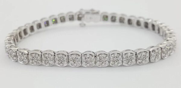 Round Diamond Cluster Tennis Bracelet 7.25" 2 ct 14K White Gold Retail 3K