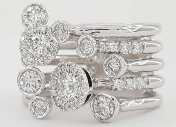 Favero Calla Diamond Statement Right Hand Ring 1.8 ct 18k White Gold