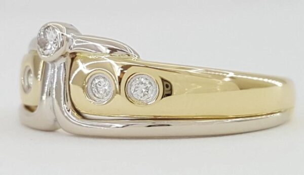 Diamond 18k Yellow & White Gold Tiara Ring 7.2mm 0.06 ct