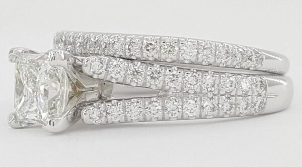Gabriel & Co. Princess Cut Shank-Split Diamond Engagement Ring Set 1.65 ct 14k