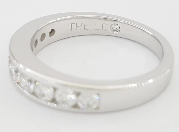Leo Channel Set Round Diamond Wedding Band 4.2mm 14k White Gold 0.75 ct