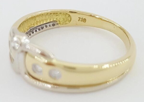 Diamond 18k Yellow & White Gold Tiara Ring 7.2mm 0.06 ct