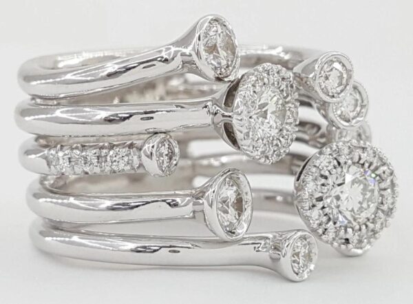 Favero Calla Diamond Statement Right Hand Ring 1.8 ct 18k White Gold