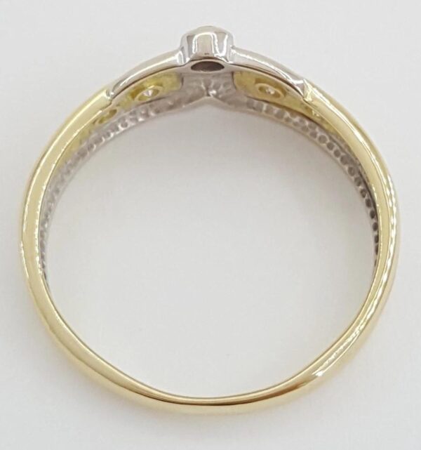 Diamond 18k Yellow & White Gold Tiara Ring 7.2mm 0.06 ct