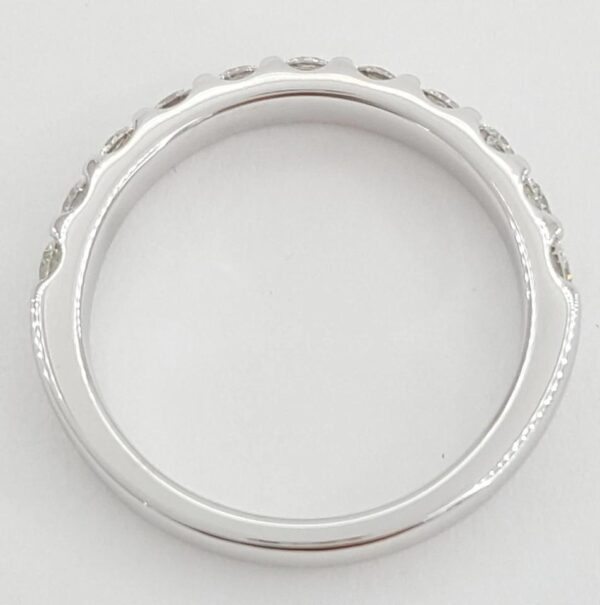 Half Circle Round Diamond Shared Prong Wedding Band 1 ct 18k White Gold 3.2 mm