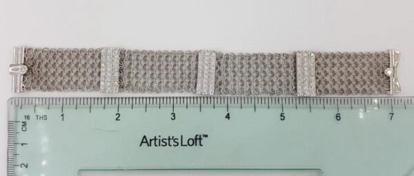 Vintage Diamond Mesh Bracelet 2.6 ct 33.2 Grams 21.5 mm 18K White Gold