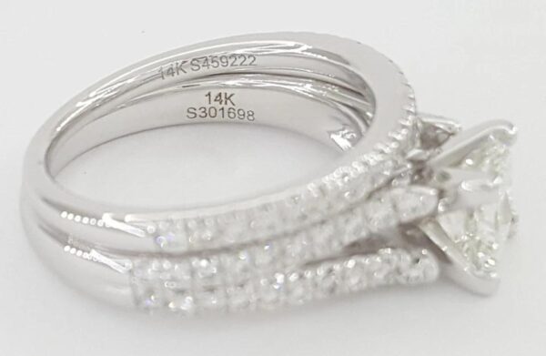Gabriel & Co. Princess Cut Shank-Split Diamond Engagement Ring Set 1.65 ct 14k