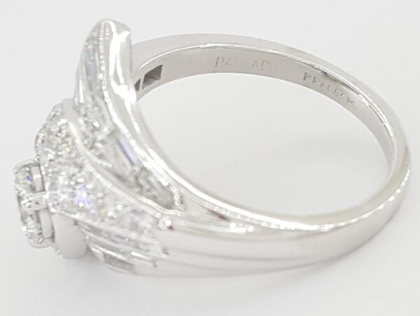 Vintage Peacock Diamond Statement Ring 1.08 ct Palladium