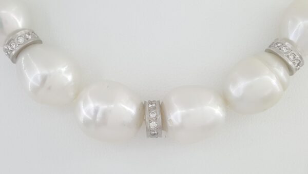 South Sea Pearl Diamond Necklace 2.75 ct 31.5" or 16.5" & 15" 18K White Gold