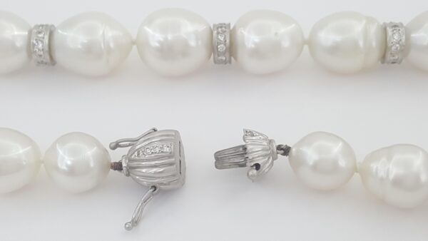 South Sea Pearl Diamond Necklace 2.75 ct 31.5" or 16.5" & 15" 18K White Gold