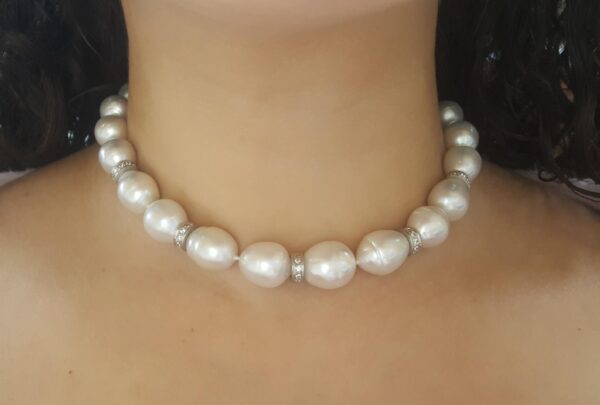 South Sea Pearl Diamond Necklace 2.75 ct 31.5" or 16.5" & 15" 18K White Gold