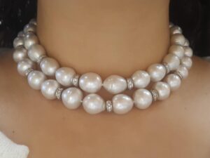 South Sea Pearl Diamond Necklace 2.75 ct 31.5" or 16.5" & 15" 18K White Gold