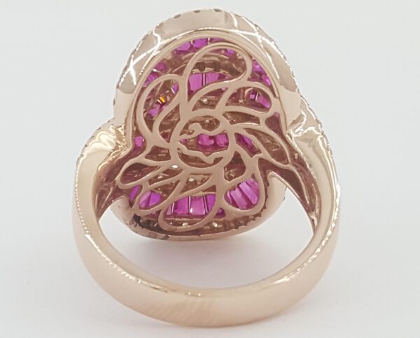 Effy Baguette Ruby Royale & Diamond Statement Ring 14K Rose Gold 3.78 ct Rtl $6K