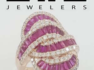 Effy Baguette Ruby Royale & Diamond Statement Ring 14K Rose Gold 3.78 ct Rtl $6K