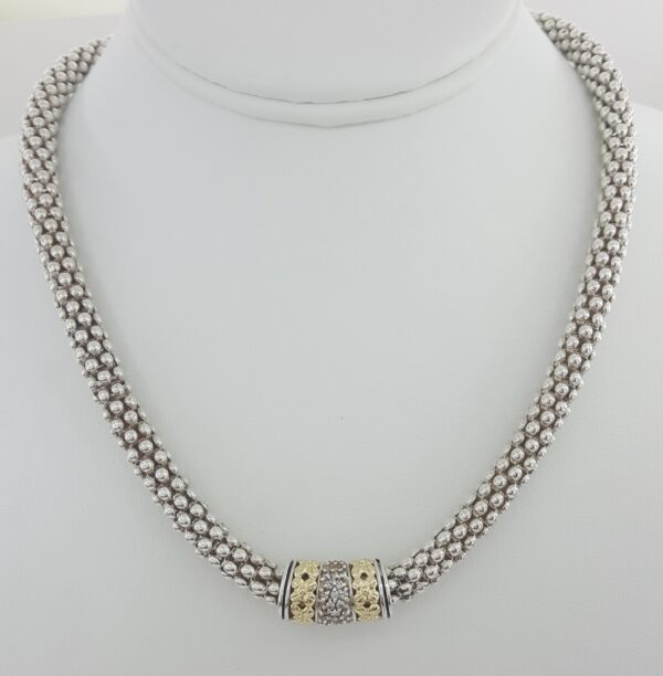 Gabrielle Bruni Diamond Silver & Yellow Gold Necklace 18"