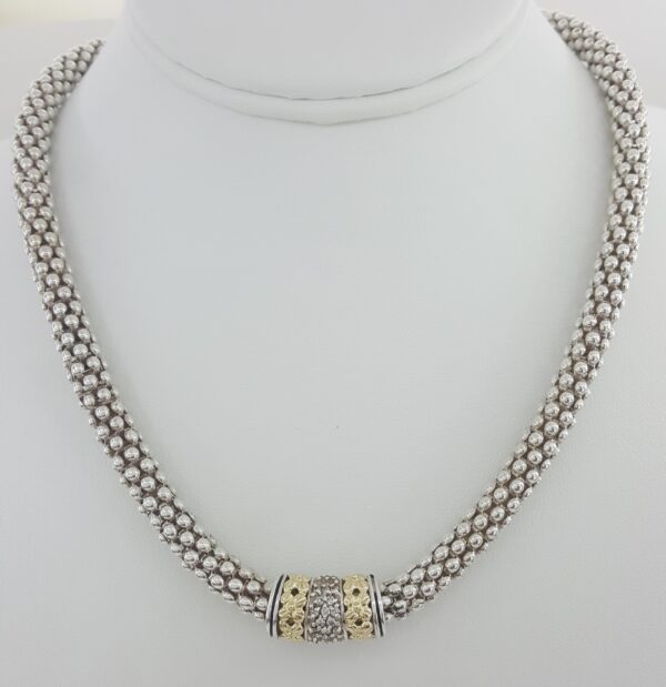 Gabrielle Bruni Diamond Silver & Yellow Gold Necklace 18"